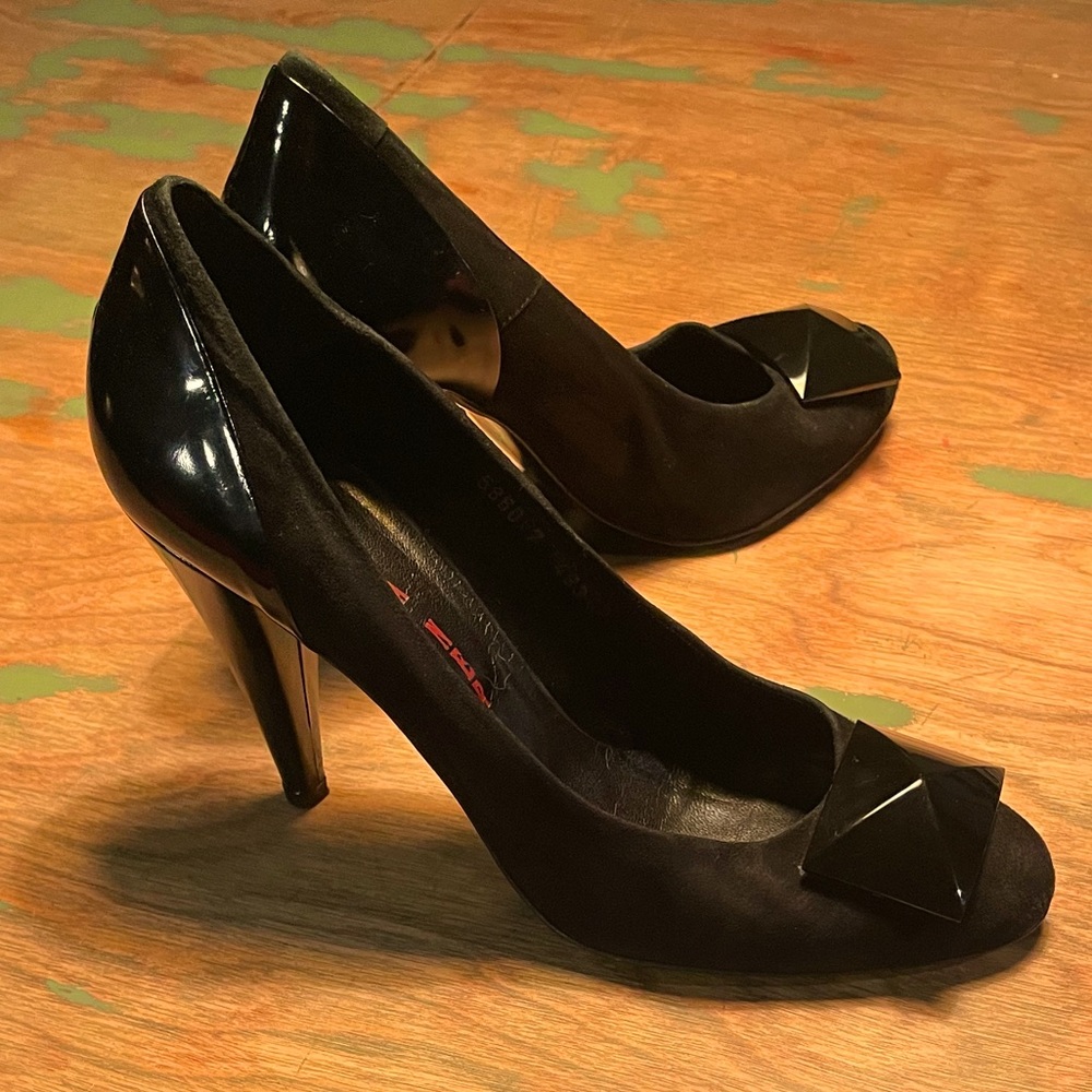 Vintage Suede Patent Heels - Sz 40